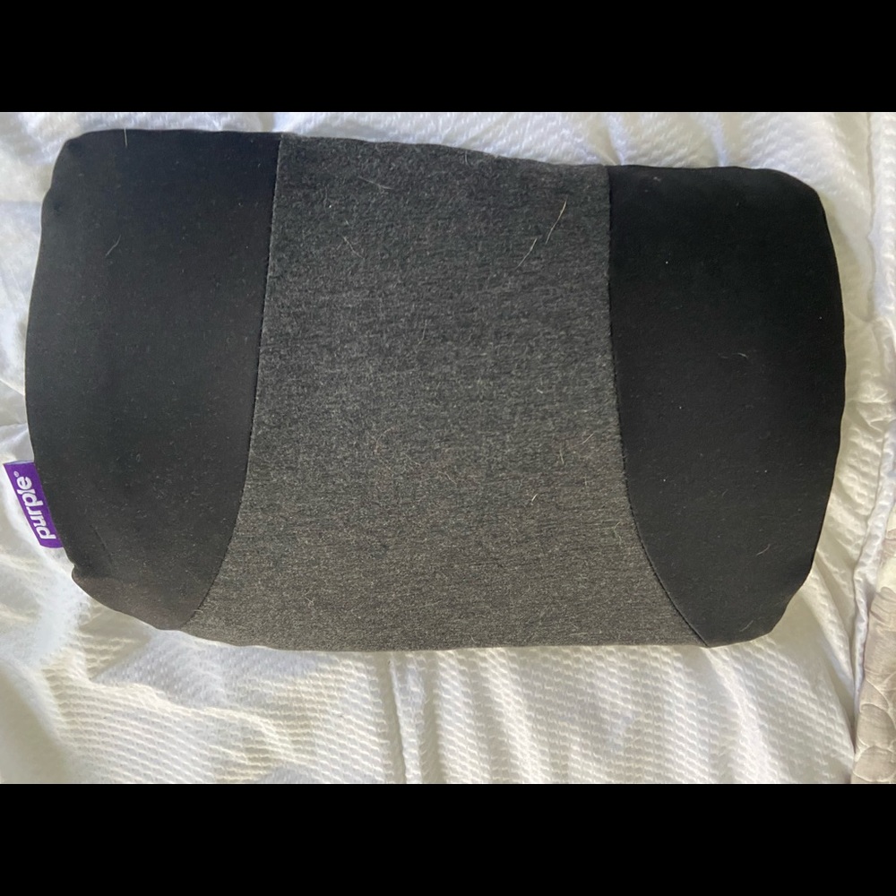 Purple branded lower lumbar back cushion with chair strap
